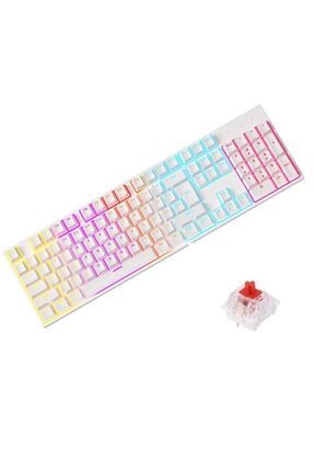 Beyaz Rgb Kırmızı Switch Q Gaming Tam Mekanik Kablolu Oyuncu Klavyesi Bkb4