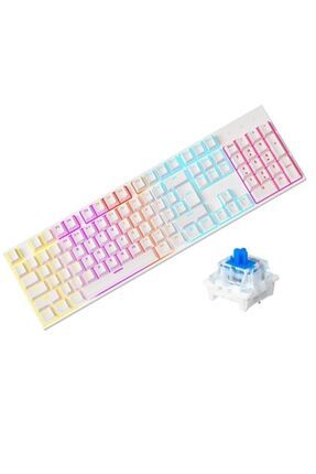 Beyaz Rgb Mavi Switch Q Gaming Tam Mekanik Kablolu Oyuncu Klavyesi Bkb4