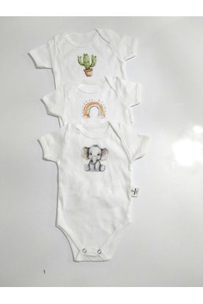 Bebek Basic Pamuk Penye Bisiklet Yaka 3 Lü Kısa Kol Body Zıbın Hediye Bebek Mama Önlüğü