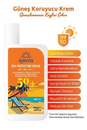 Yüksek Koruyucu, Leke Karşıtı Güneş Kremi 50 Spf Waterproof Uva Uvb 50 ml