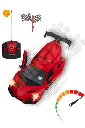 Uzaktan Kumandalı Yarış Arabası - Bagajı ve Kapısı Açılabilir - 1:16 Ölçek (Kırmızı)