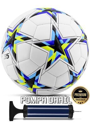 Orijinal Futbol Topu Şampiyonlar Ligi Pompalı Sert Zemin Halı Saha Futbol Topu No:5 Siyah 034