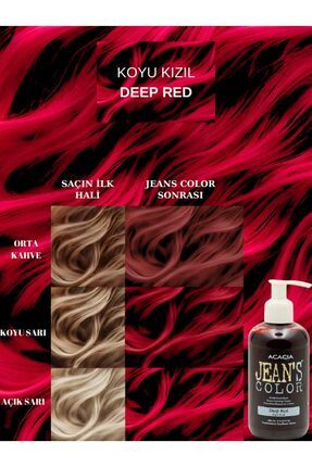 Amonyaksız Renkli Saç Boyası Koyu Kızıl 250ml. Kokusuz Su Bazlı Deep Red Hair Dye