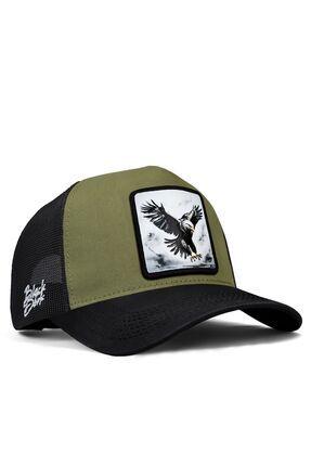 V1 Trucker Kartal -6BS Kod Logolu Unisex Siyah Siperli Siyah-haki Şapka (CAP)