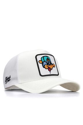 V1 Trucker Ördek - 1bs Kod Logolu Unisex Beyaz Şapka (CAP)