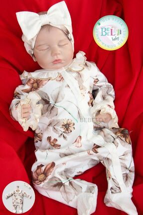 Çiçekli Kız Bebek Tulum Bandana Set (yenidoğan tulum yendioğan kıyafet)