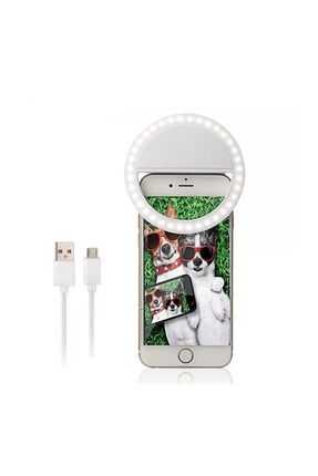 Emsa Şarjlı Led Selfie Işığı Led Ring Light Halka Telefon Işığı 36 Led 3 Kademeli