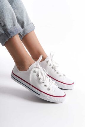 UNİSEX BEYAZ KETEN CONVERS MODEL SNEAKER KETEN SPOR AYAKKABI