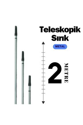 Teleskopik Fırça Sap Uzatmalı Sırık Ayarlı Metal 2 Metre 2mt