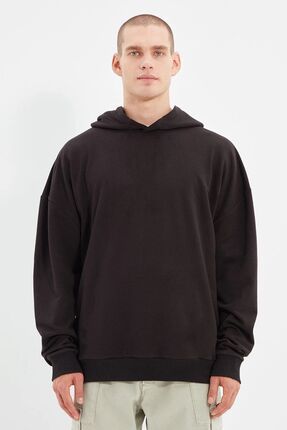 Oversize Fit Kapüşonlu 3 iplik Şardonlu Erkek Sweatshirt