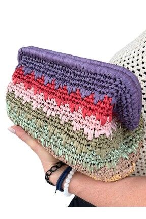 LORESİMA CLUTCH ÖRGÜ KAĞIT İP KADIN ÇANTA