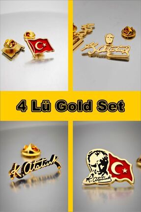 4 Lü Yaka Rozeti Gold Set