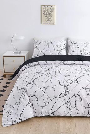 Marble Çift Kişilik Pamuklu Nevresim Takımı Mermer Desen I Marble Nevresim Takımı