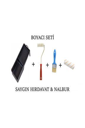 Boyacı Seti 4 Parça - Boyacı Kabı+Parmak Rulo+Kestirme Fırça+Parmak Rulo Yedeği