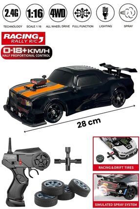 Uzaktan Kumandalı Şarjlı Işıklı ve Buhar Atabilen Drift Yarış Arabası - 4x4 RC Yarış Drift Arabası