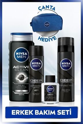 Men Deodorant,duş Jeli 500 Ml,tıraş Köpüğü,tıraş Sonrası Losyon Damat Çeyiz Erkek Bakım Seti Çantalı