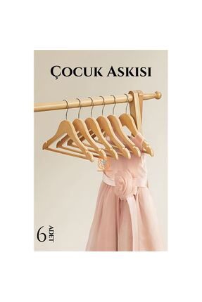 BRKSTR mini ahşap çocuk elbise askısı 6 adet 720506