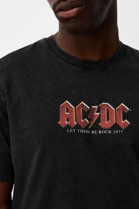 Bershka K sa kollu soluk efektli AC DC bask l t shirt Fiyat Yorumlar Trendyol