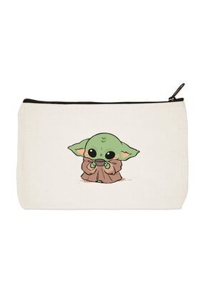 Clutch Baby Yoda Baskılı Bez Makyaj Çantası