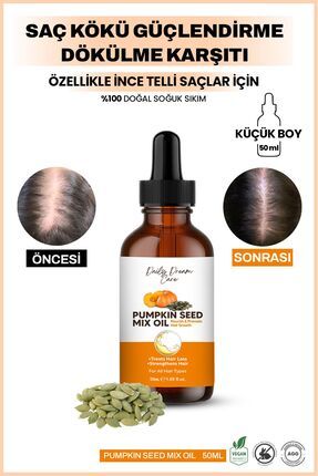 50 ML Pumpkin Seed Kompleks Yağ Saç Kökü Güçlendirme,Dökülme Karşıtı, Onarım %100 Doğal Soğuk Sıkım