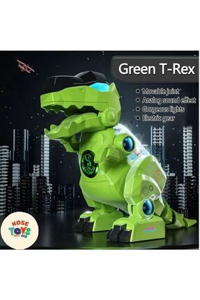 Sesli Işıklı Hareketli Akıllı Robot Dinozor Yeşil