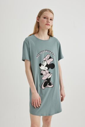 Fall In Love Disney Mickey & Minnie Bisiklet Yaka Kısa Kollu Gecelik B6462ax24sp