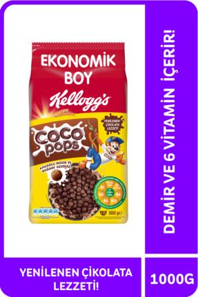 Coco Pops Çikolatalı Buğday Ve Mısır Gevreği 1000 Gr, Lif,demir Ve 6 Vitamin Içerir