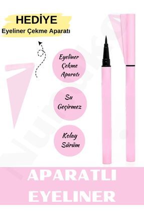 Siyah Kalem Eyeliner - Eyeliner Çekme Aparatlı - Eyeliner Çekme Aparatı Dahil