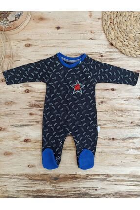 0-3 3-6 6-9 Ay Star Baby Baskılı Çıt Çıt Kapama Erkek Bebek Tulum