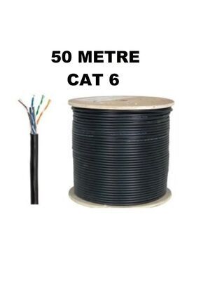 50 Metre Cat6 Dış Ortam Internet Kablosu Modem Pc Arası Bilgisaya Uçları Yapılı