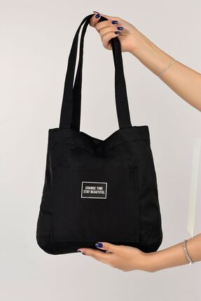 2 Bölmeli Fermuarlı Su Geçirmez Yumuşak Bez Kumaş Tote Bag Kol & Omuz Çantası