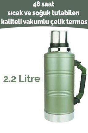 2.2lt 48 Saat Sıcaklık Garantili Vakumlu Paslanmaz Çelik Termos