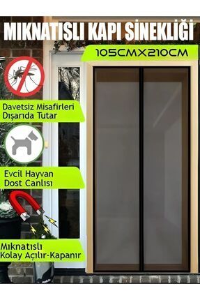 105x210cm Manyetik Mıknatıslı Sineklik Kapı Tülü Sinekliği Raptiyeli Balkon Bahçe Kapı Sinek Perdesi