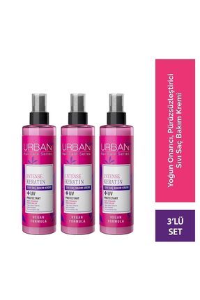 Intense Keratin Aşırı Yıpranmış Saçlara Özel Sıvı Saç Kremi Ve Fön Suyu 3x200 Ml-vegan