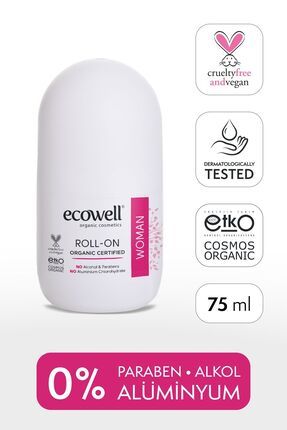 Organik Roll-on Deodorant, Kadın, Vegan Sertifikalı, Doğal Ter Kokusu Önleyici, 75 ml