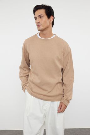 TRENDYOL MAN Mint Oversize Geni Kesim Diki Detayl Dokulu Bisiklet Yaka T Shirt TMNAW23TS00022