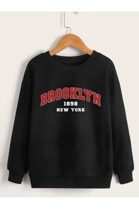 3 Iplik Kız Çocuk Bisiklet Yaka Oversize Sweatshirt - Brooklyn 1898