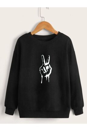 - Kız Çocuk Bisiklet Yaka Oversize Sweatshirt - Zafer