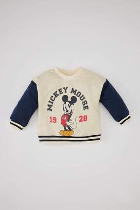 Erkek Bebek Disney Mickey & Minnie Bisiklet Yaka Sweatshirt