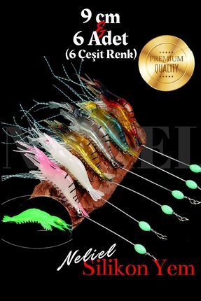 6 Adet Karides Shrimp Fosforlu Kancalı Sahte Karides Balık Yemi Yapay Karides Silikon Karides Glow