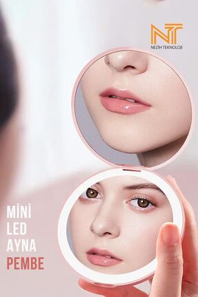 Mini Led Şarjlı Işıklı Makyaj Aynası Make Up Güzellik Aynası Ergonomik Çanta Tipi Yuvarlak Ayna