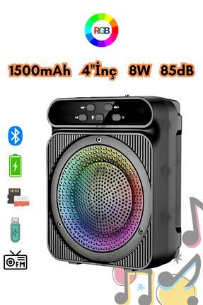 Taşınabilir Bluetooth Hoparlör Fm Radyo/SD Kart/Usb/Bluetooth Speaker Extra Bass Ses Bombası 4 İnc