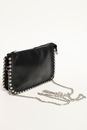 Metal Boncuklu Şık Kadın Clutch Çapraz Askılı Çanta