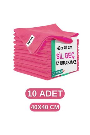 İz Bırakmaz Sil Geç Pembe Mikrofiber Temizlik Bezi 40x40 10 Adet Genel Temizlik