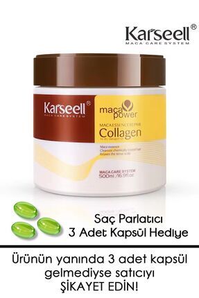 Karseel Collegen Saç Maskesı 500 ml 3 Adet Saç Parlatıcı Kapsül