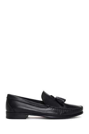 Erkek Siyah Püsküllü Deri Casual Loafer 24sfd657218