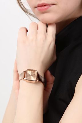 Minimal Kare Rose Gold Kadın Kol Saati