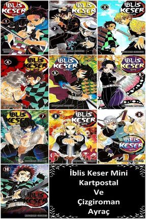 Iblis Keser Demon Slayer (1-2-3-4-5-6-7-8-9-10. CİLT) | İblis Keser Mini Kartpostal Ve Ayraç