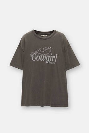 Pull Bear K sa kollu ve rodeo bask l t shirt