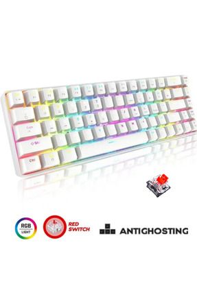 T60 Beyaz RGB Klavye Kablolu Gaming Oyuncu Klavyesi T60